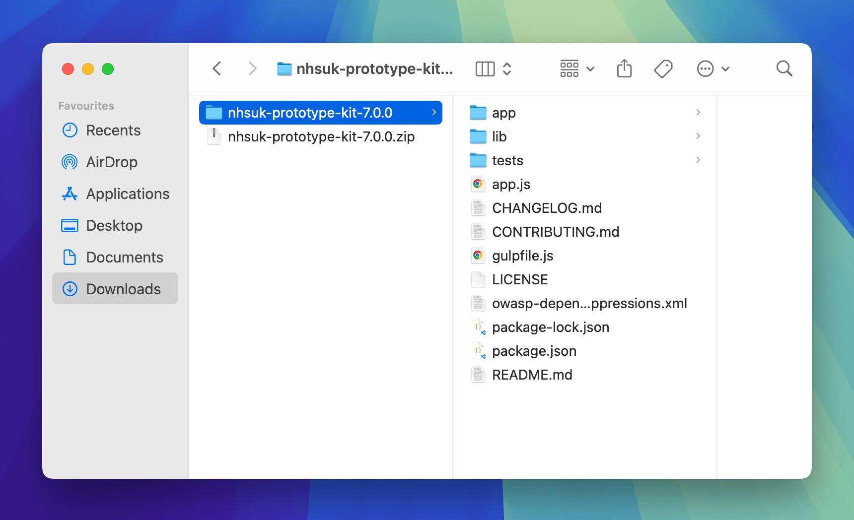 Screenshot of the opened zip file